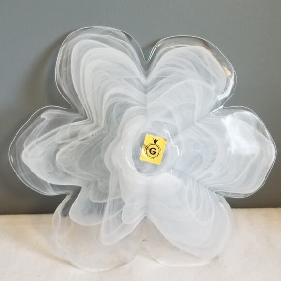 Vintage Obestdorfer Glashutte Mundgeblasen Open Flower Blown Glass Art Bowl Dish - Picture 12 of 16